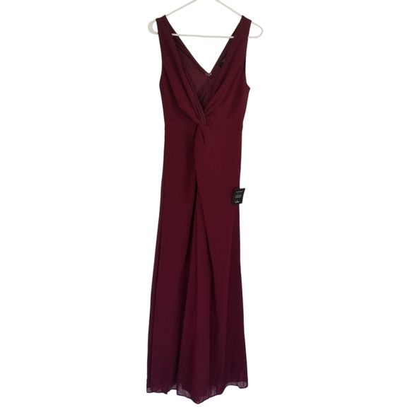 NWT Lulu's Endearing Elegance Burgundy Sleeveless Twist-Front Maxi Dress S - Picture 3 of 16